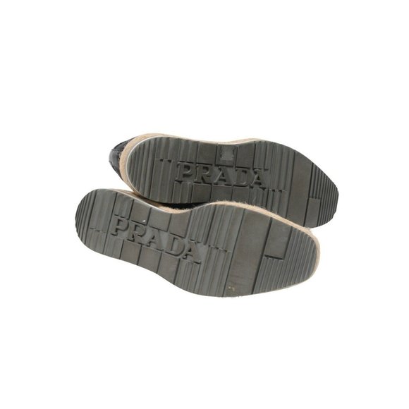 Prada Mens Wingtip Platform Espadrille Brogues US9 P8 Blue Denim Black Leather - Picture 7 of 8